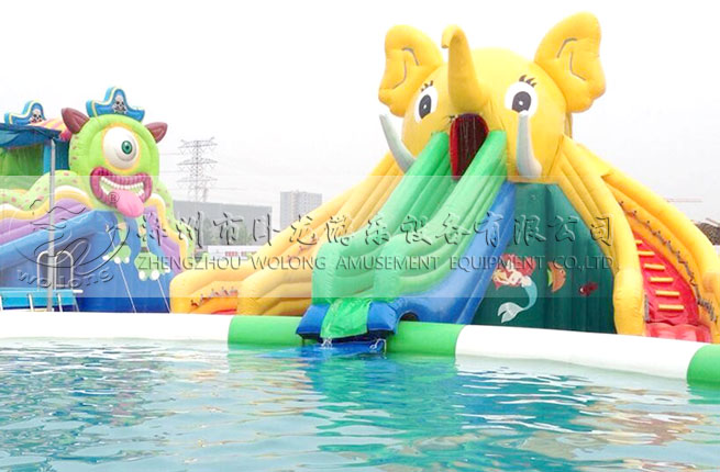 大象嬉水乐园充气水滑梯 夏季戏水游乐设备